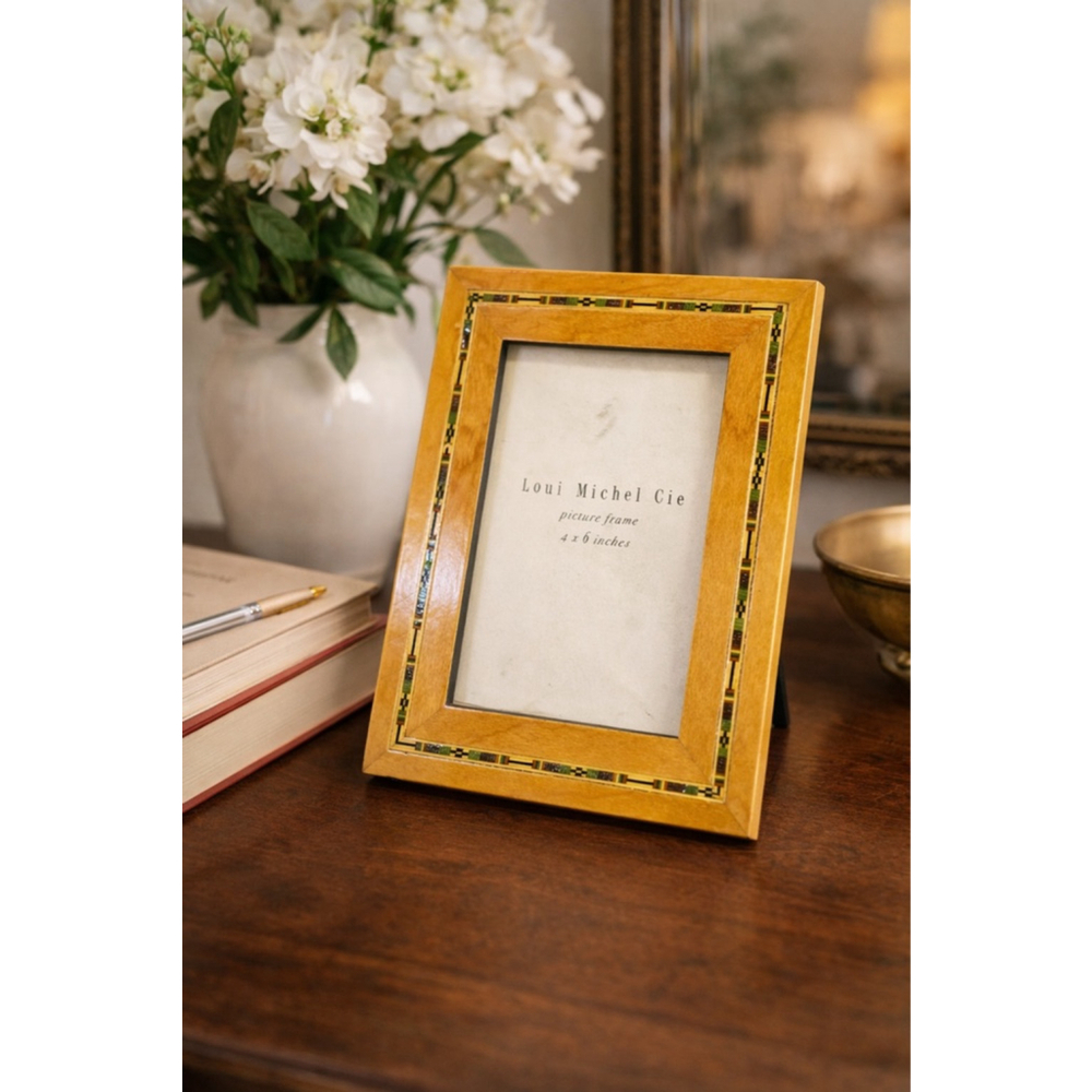 Loui Michel Cie 4x6 Wooden Picture Frame with Inlaid Mosaic Border – Classic & E